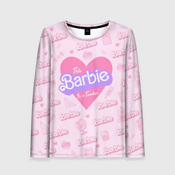 Женский лонгслив Эта Барби - учительница: розовый паттерн