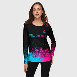 Лонгслив женский Fall Out Boy - neon gradient: символ сверху, цвет: 3D-принт — фото 2
