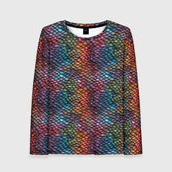 Лонгслив женский Разноцветная чешуя дракона, цвет: 3D-принт