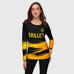 Лонгслив женский Skillet - gold gradient: символ сверху, цвет: 3D-принт — фото 2