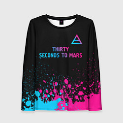 Лонгслив женский Thirty Seconds to Mars - neon gradient: символ све, цвет: 3D-принт