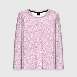 Женский лонгслив Цветочный паттерн нежный сиреневый