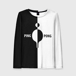 Лонгслив женский Ping-Pong черно-белое, цвет: 3D-принт