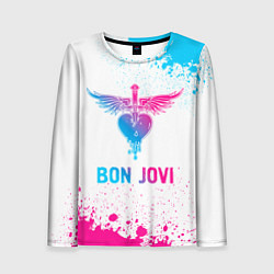 Лонгслив женский Bon Jovi neon gradient style, цвет: 3D-принт