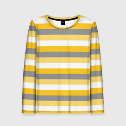 Женский лонгслив Полосатый серо-жёлтый