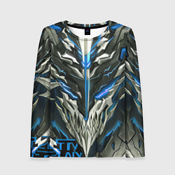 Женский лонгслив Синий неоновый кибер демон