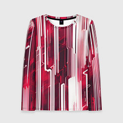 Женский лонгслив Киберпанк полосы белый и красный