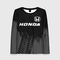 Лонгслив женский Honda speed на темном фоне со следами шин посереди, цвет: 3D-принт