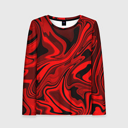 Лонгслив женский Красно-чёрная пластичная абстракция, цвет: 3D-принт