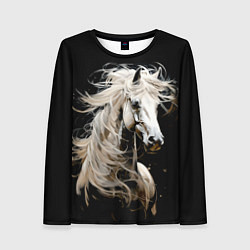 Лонгслив женский Лошадь белая в ночи, цвет: 3D-принт