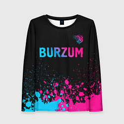 Лонгслив женский Burzum - neon gradient посередине, цвет: 3D-принт