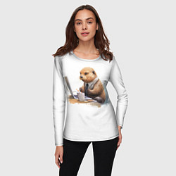 Лонгслив женский Выдра за компьютером, цвет: 3D-принт — фото 2