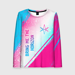 Лонгслив женский Bring Me the Horizon neon gradient style вертикаль, цвет: 3D-принт