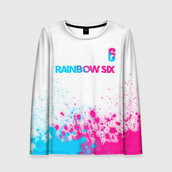 Лонгслив женский Rainbow Six neon gradient style посередине, цвет: 3D-принт
