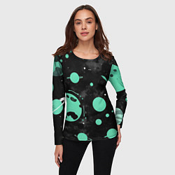 Лонгслив женский Чёрно-мятный космос от нейросети, цвет: 3D-принт — фото 2