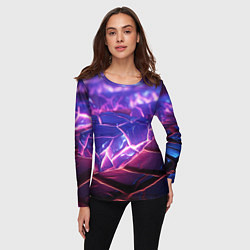 Лонгслив женский Фиолетовые кристалы, цвет: 3D-принт — фото 2