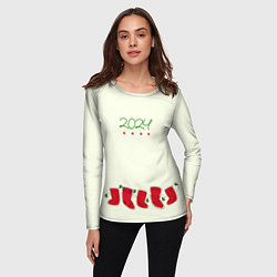 Лонгслив женский Рождественские носки, цвет: 3D-принт — фото 2