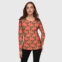 Лонгслив женский Ягоды остролиста, цвет: 3D-принт — фото 2
