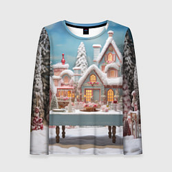 Женский лонгслив Снежный день в городе