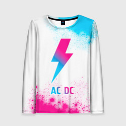 Лонгслив женский AC DC neon gradient style, цвет: 3D-принт