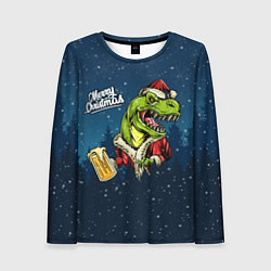 Женский лонгслив Пивозавр Санта