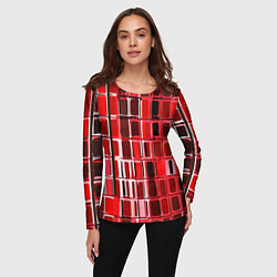 Лонгслив женский Красные прямоугольники, цвет: 3D-принт — фото 2