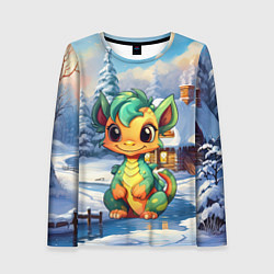 Женский лонгслив Крошечный дракон зимы 2024