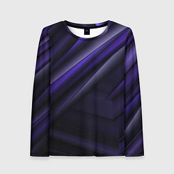 Лонгслив женский Черный фиолетовый фон с абстракцией, цвет: 3D-принт