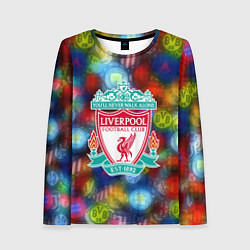 Лонгслив женский Liverpool все logo неон, цвет: 3D-принт