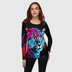 Лонгслив женский Леопард в неоновых цветах, цвет: 3D-принт — фото 2