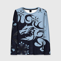 Женский лонгслив Дракон со снежинками