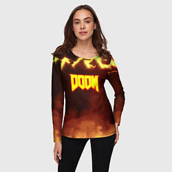 Лонгслив женский Doom storm огненное лого, цвет: 3D-принт — фото 2