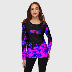 Лонгслив женский Fortnite neon logo steel, цвет: 3D-принт — фото 2