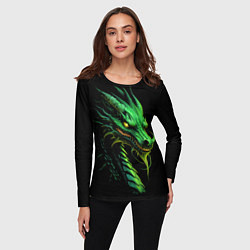 Лонгслив женский Зеленый дракон иллюстрация, цвет: 3D-принт — фото 2
