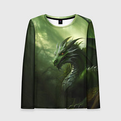 Женский лонгслив Зеленый лесной дракон символ 2024 года