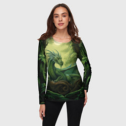 Лонгслив женский Лесной зеленый дракон 2024, цвет: 3D-принт — фото 2