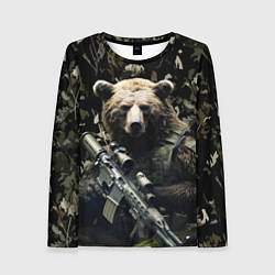 Лонгслив женский Медведь солдат с винтовкой, цвет: 3D-принт