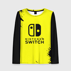 Женский лонгслив Nintendo switch краски на жёлтом