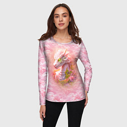 Лонгслив женский Розовый дракон с цветами сакуры, цвет: 3D-принт — фото 2