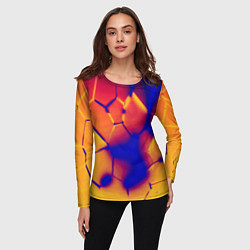 Лонгслив женский Плиты разломы сепия негатив, цвет: 3D-принт — фото 2