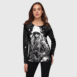 Лонгслив женский Девушка воин зимней ночью, цвет: 3D-принт — фото 2