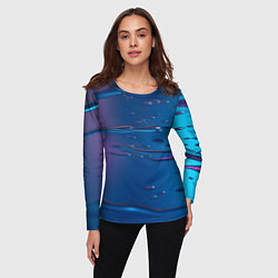 Лонгслив женский Неоновая поверхность синяя с каплями воды, цвет: 3D-принт — фото 2