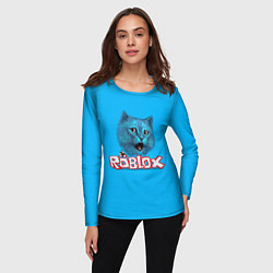 Лонгслив женский Roblox синий кот, цвет: 3D-принт — фото 2