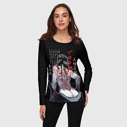 Лонгслив женский Девушка самурай и иероглифы, цвет: 3D-принт — фото 2