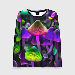 Лонгслив женский Люминесцентные грибы, цвет: 3D-принт