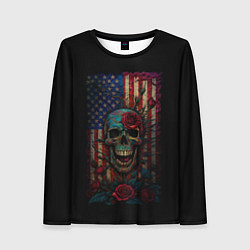 Лонгслив женский Skull - USA, цвет: 3D-принт