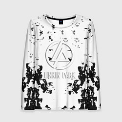 Женский лонгслив Linkin park краски лого чёрно белый