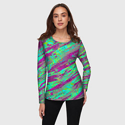 Лонгслив женский Разноцветные паттерны, цвет: 3D-принт — фото 2