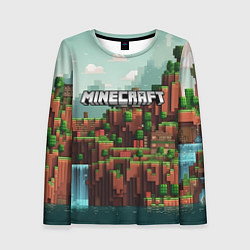 Лонгслив женский Minecraft logo квадратный мир, цвет: 3D-принт
