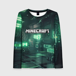 Лонгслив женский Minecraft logo в стиле киберпанк, цвет: 3D-принт